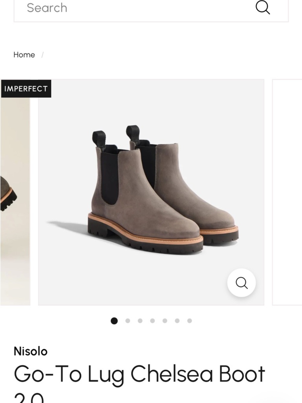 Nisolo Taupe Chelsea Lug Boots with Black Elastic. Left= size 8, Right = size8.5